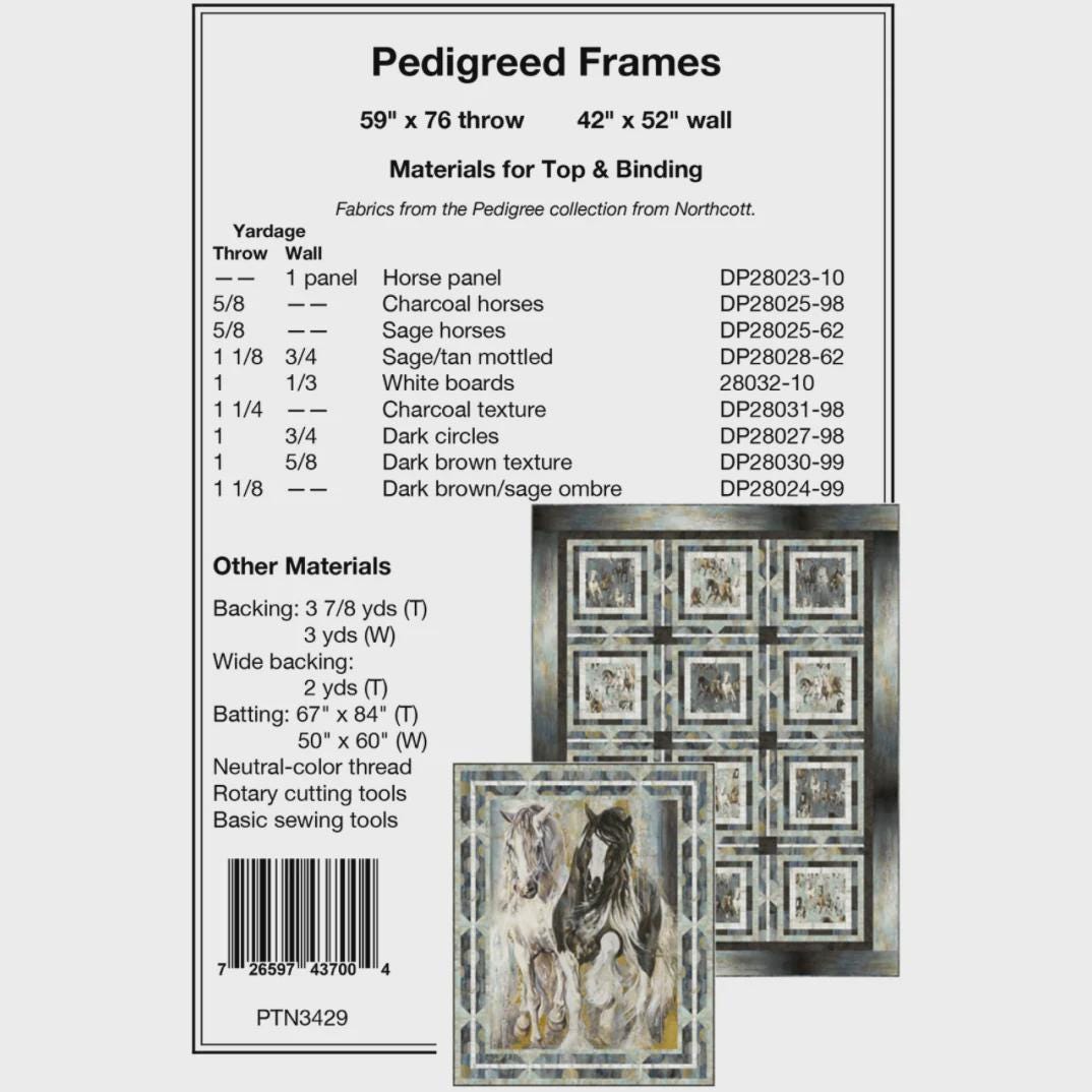 Pedigreed Frames Quilt Pattern from Pine Tree County Quilts - Dual Sized Panel/Block Quilt Pattern