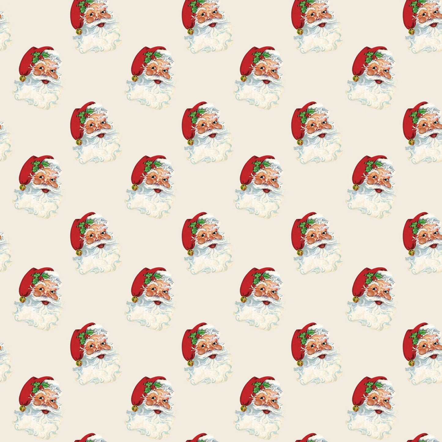 Monthly Placemats 2 from Riley Blake Fabrics - 1/2 Yard Santa Faces on Cream - Christmas