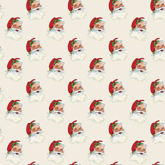 Monthly Placemats 2 from Riley Blake Fabrics - 1/2 Yard Santa Faces on Cream - Christmas