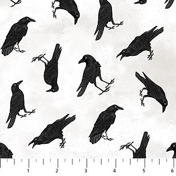 Spellbound from Northcott Fabrics - 1/2 Yard Ravens on White
