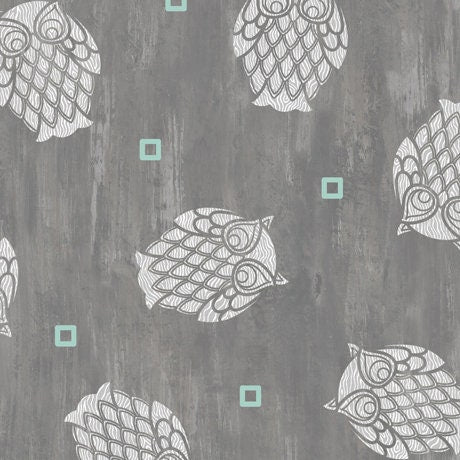 25% Off - Nocturne from Quilting Treasures - 1/2 Yard Owl Toss Gray