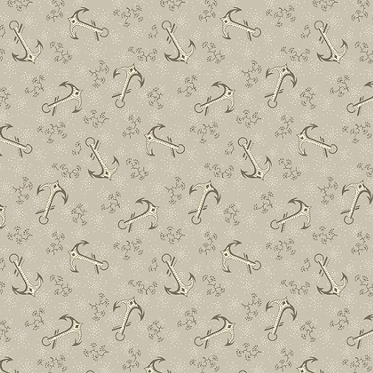 Anchors in Oyster from Tradewinds by Renee Nanneman for Andover Fabric - Half Yard - A-812-L