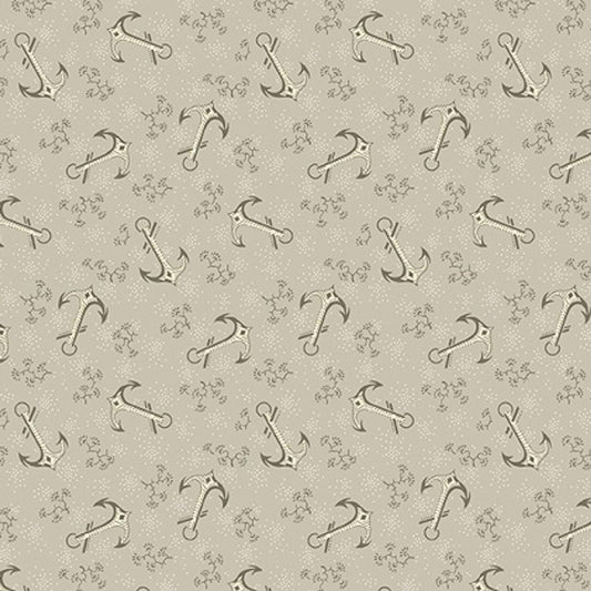 Anchors in Oyster from Tradewinds by Renee Nanneman for Andover Fabric - Half Yard - A-812-L