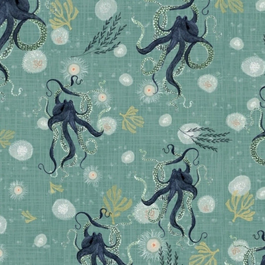 Whale Tales from Windham - 1/2 Yard Seagreen Octopus