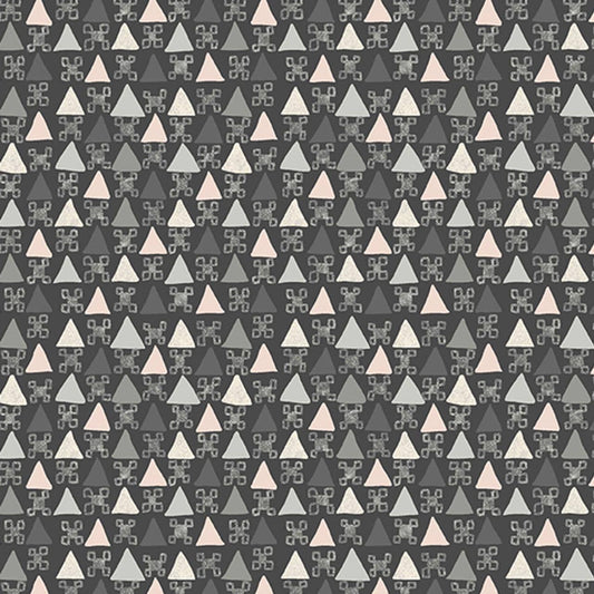 Signet Black from Tangent by Andover Fabrics - 1/2 Yard - Multi Colored Triangles