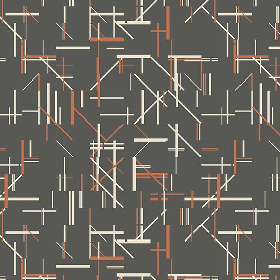 Verdigris from Andover Fabrics - 1/2 Yard Midtown in Smoke - Lines on Gray - Modern Fabric