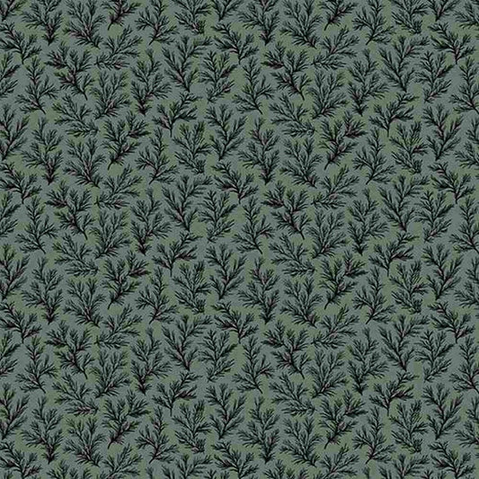 Whispy Stems from Midnight Lace for Marcus Fabrics - Half Yard - Small Black Stems on Teal