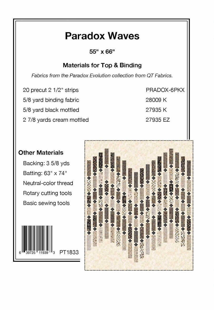Paradox Waves Quilt Pattern from Pine Tree Country Quilts - 55" x 66" Finished Modern Quilt Pattern - 2.5" Strip Friendly