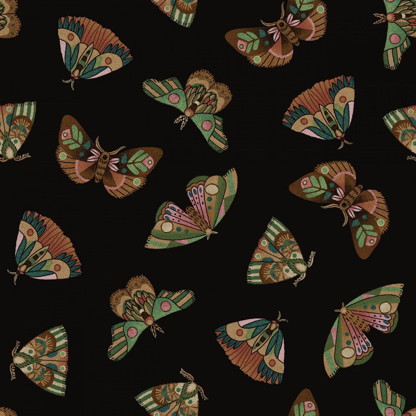 Dark Forest from Studio E - 1/2 Yard Chocolate Tossed Moths