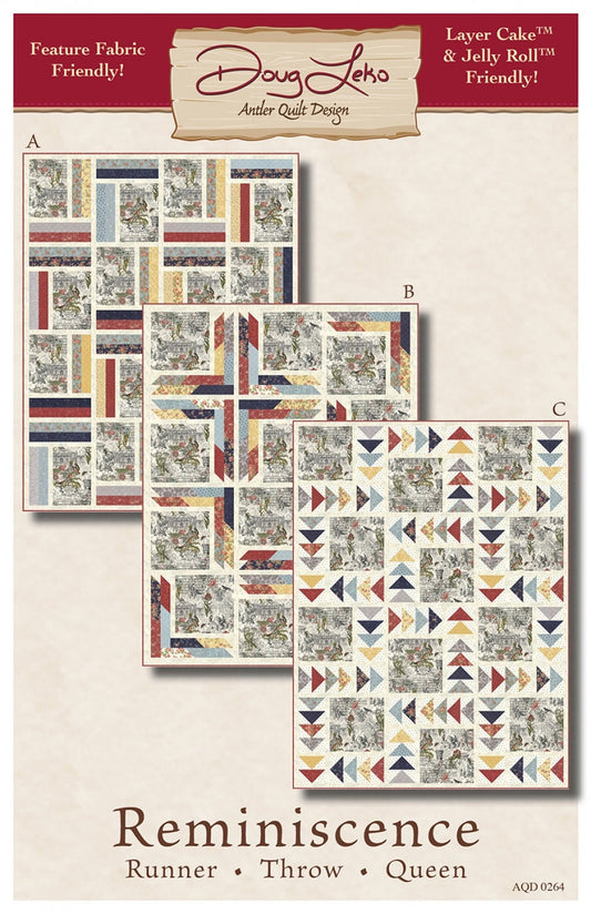Reminiscence Quilt pattern from Doug Neko Antler Quilt Design - Instructions for 3 Quilts in 3 Sizes - Layer Cake & Jelly Roll Friendly
