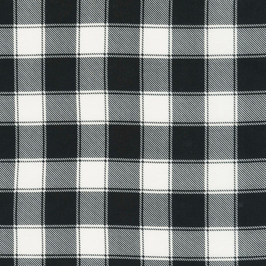 Buffalo Check from Timeless Treasures - Half Yard Black and Natural Buffalo Check - Black Cream Plaid
