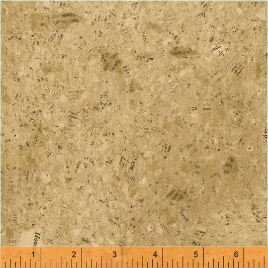 25% Off - Sale - Seven Seas from Windham Fabrics - Half Yard Texture Almond Blender - Dark Khaki Newsprint