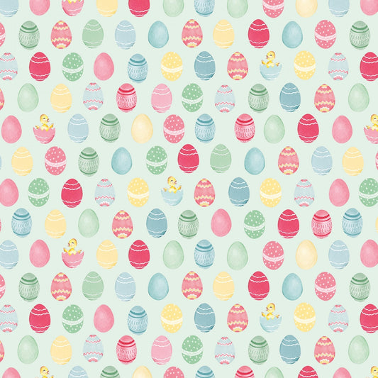 Easter Parade from Riley Blake - 1/2 Yard Easter Parade Eggs Mint - Easter eggs