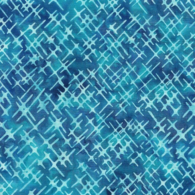 Cross Hatch in Blue cornflower from Squiggles Dots and Lines for Island Batik- 1/2 Yard