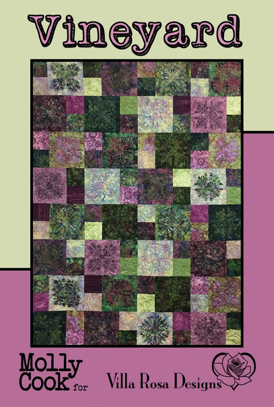 Vineyard Quilt Pattern from Villa Rosa Designs - Instructions for 54" x 72" Lap Quilt - Beginner Quilt - Precut Friendly - Postcard Size