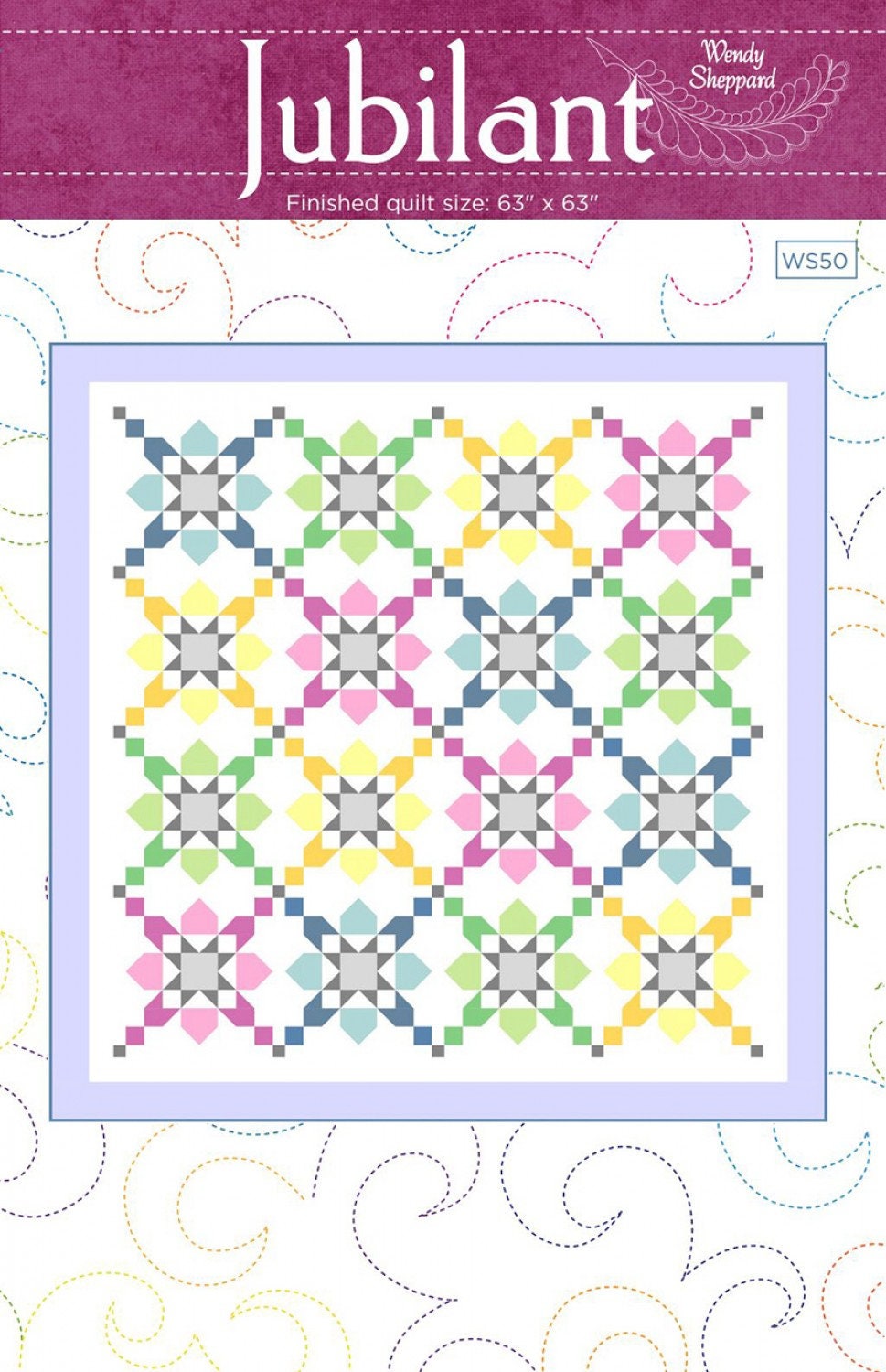 Jubilant Quilt Pattern from Wendy Sheppard - 63" Square Pattern