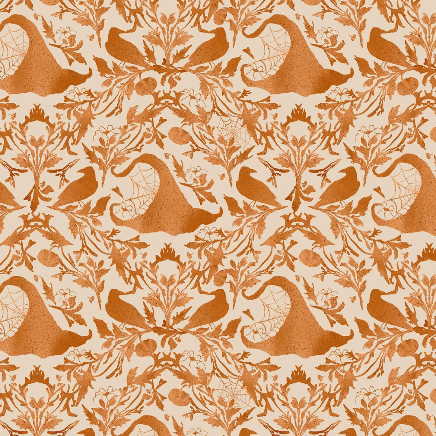 Hocus Pocus from P&B Textiles - 1/2 Yard Halloween Orange Witch Hat Damask