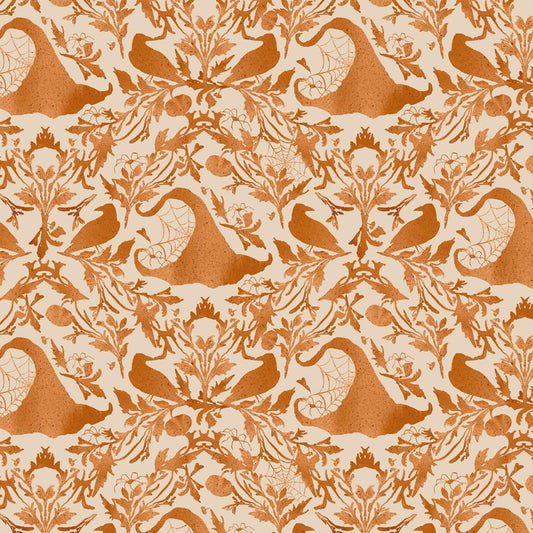 Hocus Pocus from P&B Textiles - 1/2 Yard Halloween Orange Witch Hat Damask