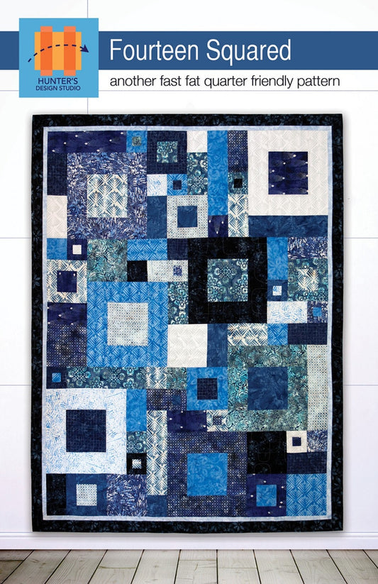 Fourteen Squared Quilt Pattern from Hunter's Design Studio - Instructions for a 54" x 68" Fat Quarter Friendly Quilt