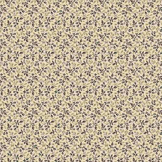 Sale - Berries from Midnight Lace for Marcus Fabrics - Half Yard - Black Lacey Leaves and Berries on Cream