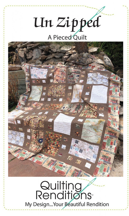 Un Zipped Quilt Pattern from Quilting Renditions - Instructions for 5 Sizes - Fat Quarter Friendly