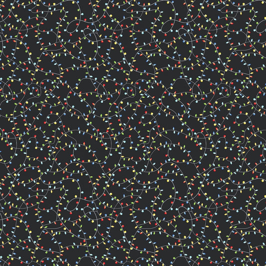 Snow Day From Windham Fabrics - 1/2 Yard Holiday Lights on Black