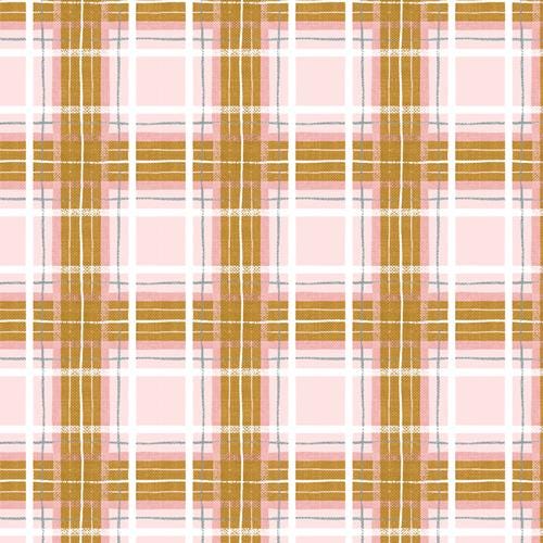 Adventale from Art Gallery Fabrics - 1/2 Yard Jingle Plaid - Gold, Pink, White