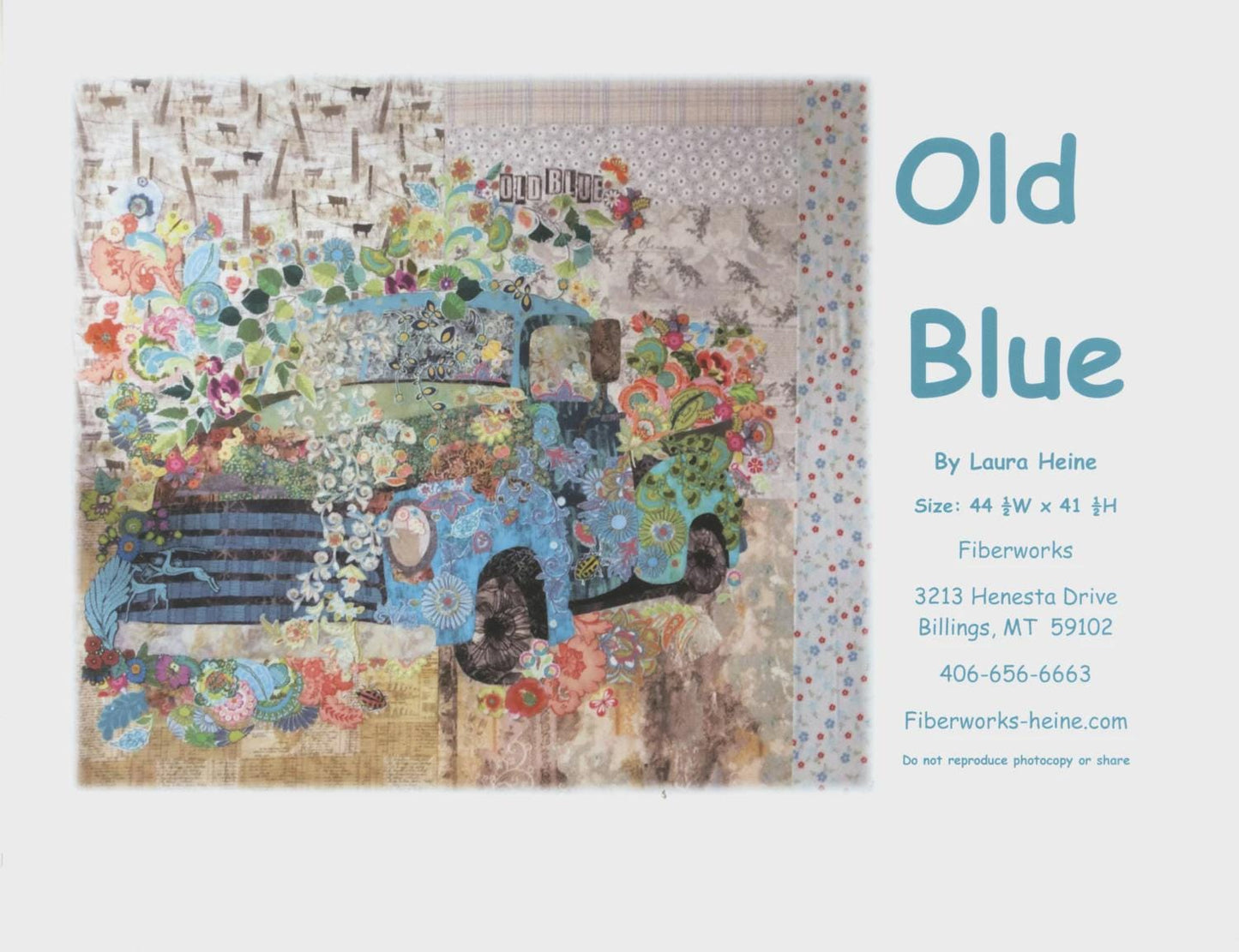 Old Blue by Fiberworks - Quilting Pattern - 44.5" 41.5"