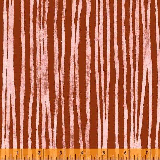 Rust from Line by Marcia Derse from Windham Fabrics - 1/2 Yard Rust and Light Pink Lines
