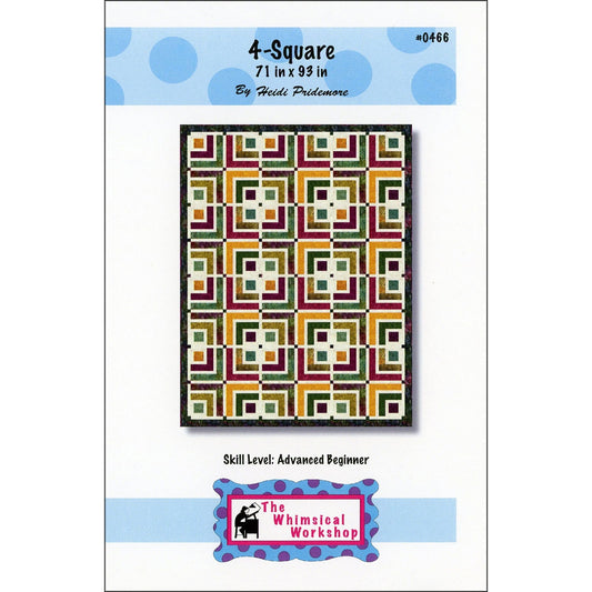 4 Square Quilt Pattern by Heidi Pridemore for the Whimsical Workshop - Paper Pattern for Modern 71" x 93" Quilt