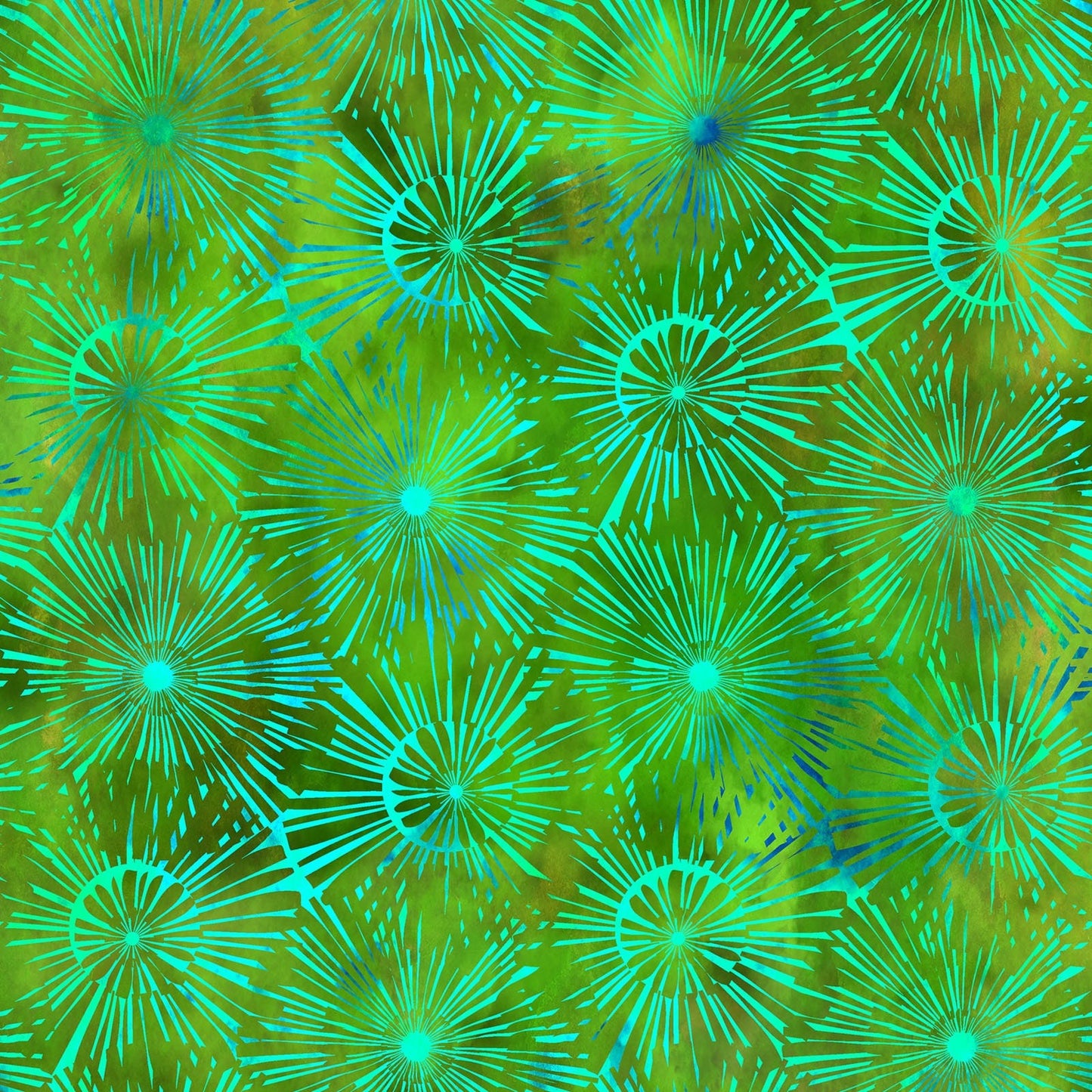 Urban Jungle by Jason Yenter for In the Beginning - Half Yard Green Burst Modern Fabric