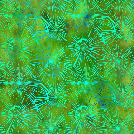 Urban Jungle by Jason Yenter for In the Beginning - Half Yard Green Burst Modern Fabric