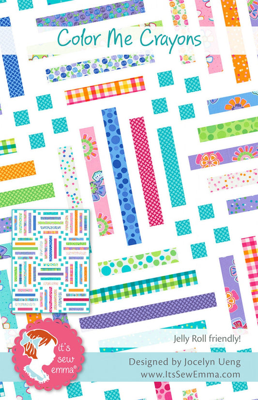 Color Me Crayons Pattern from Its Sew Emma - Fat quarter friendly modern quilt 57.5" x 76.5