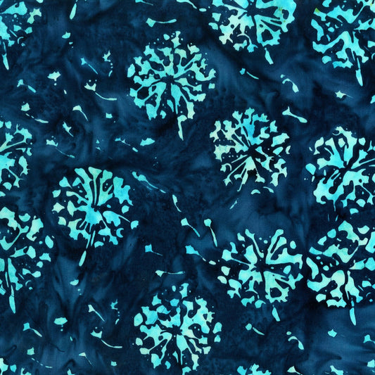 Dream Batik from Anthology Batiks - 1/2 Yard Navy Dandelion Batik