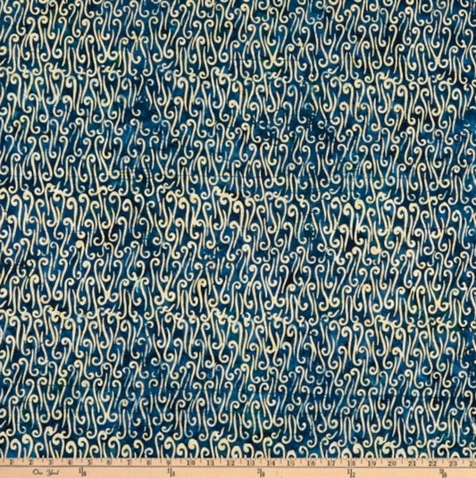 Just My Type from Island Batik - 1/2 Yard Denim Steam - Tan on Blue Batik
