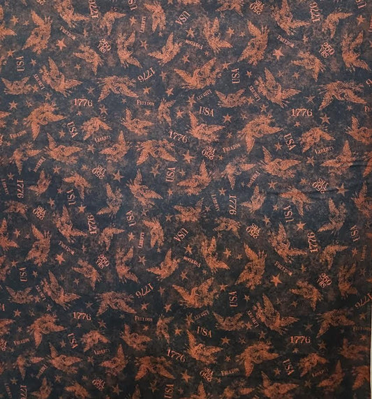 American Eagle from 1776 for QT Fabrics - 1/2 Yard - Garnet Tossed Eagles and Date