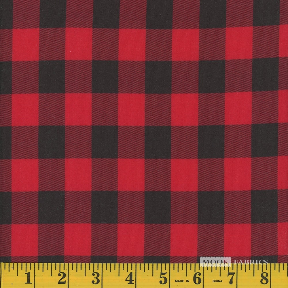 Buffalo Plaid from Mook Fabrics- 1/2 Yard Red Black Plaid