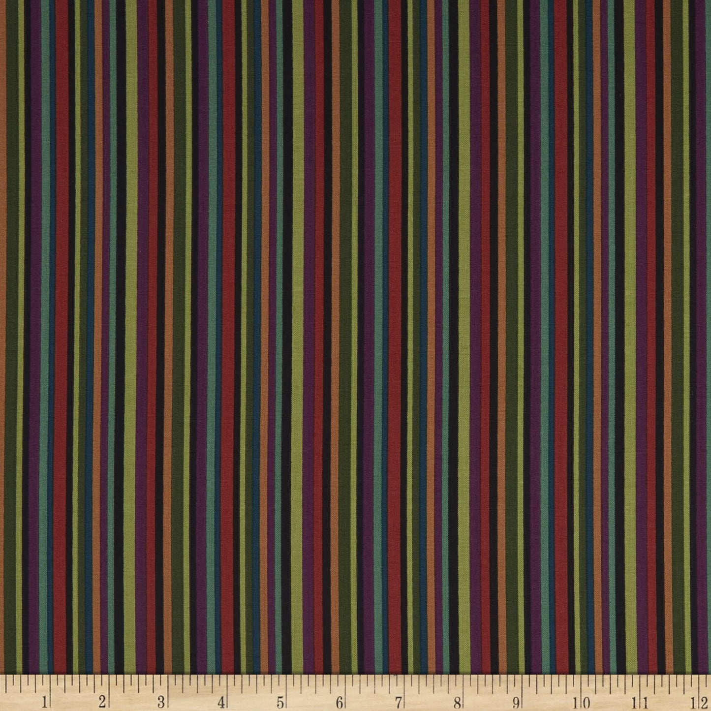 Dark Forest from Studio E - 1/2 Yard Chocolate Rust Green Stripe