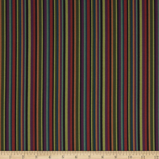 Dark Forest from Studio E - 1/2 Yard Chocolate Rust Green Stripe