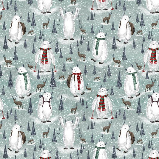 Yeti for Winter from Timeless Treasures - 1/2 Yard Winter Skiing, Yeti Scenic