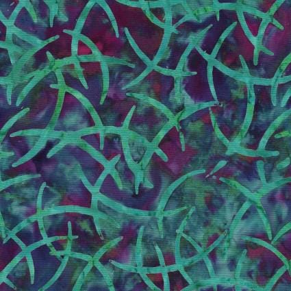 Wisps in Multi Teal Burgundy from Squiggles Dots and Lines for Island Batik- 1/2 Yard