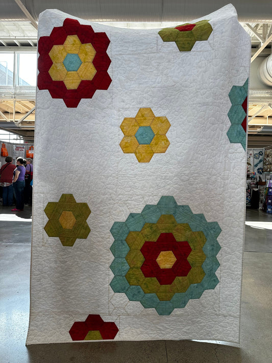 Modern Honeycomb Quilt Kit - 59" x 90" Honeycomb Quilt - Fabrics for Top and Binding and Pattern