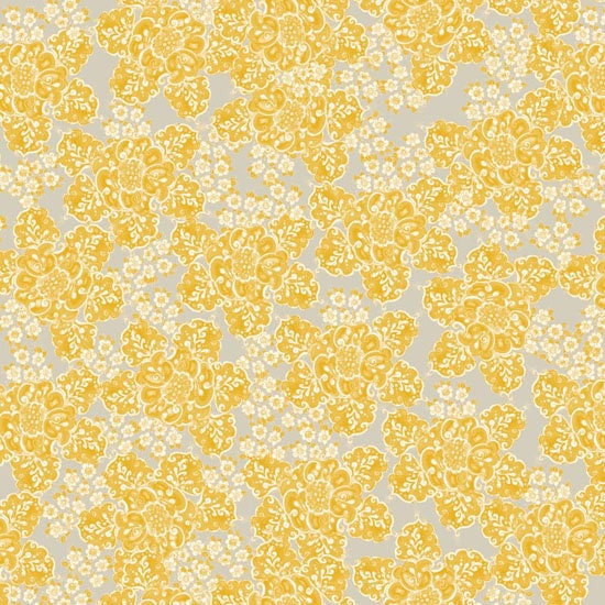 Fortini Flower in Yellow from Studio Palettes by River Bend - Half Yard of Yellow Flowers on Grey