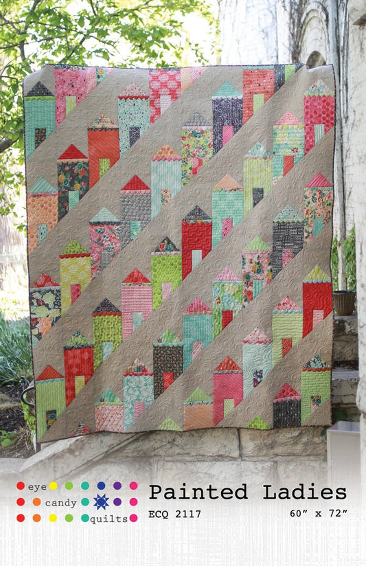 Painted Ladies from Eye Candy Quilts - Modern House Quilt Pattern - 60" x 72"