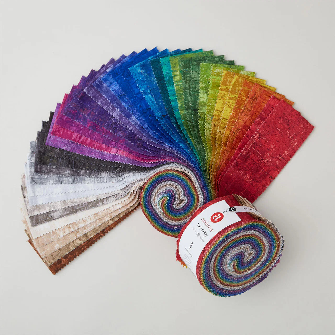 Nitty Gritty Jelly Roll Strips for Andover Fabrics - (40) 2.5" x WOF Strips Textured Blender
