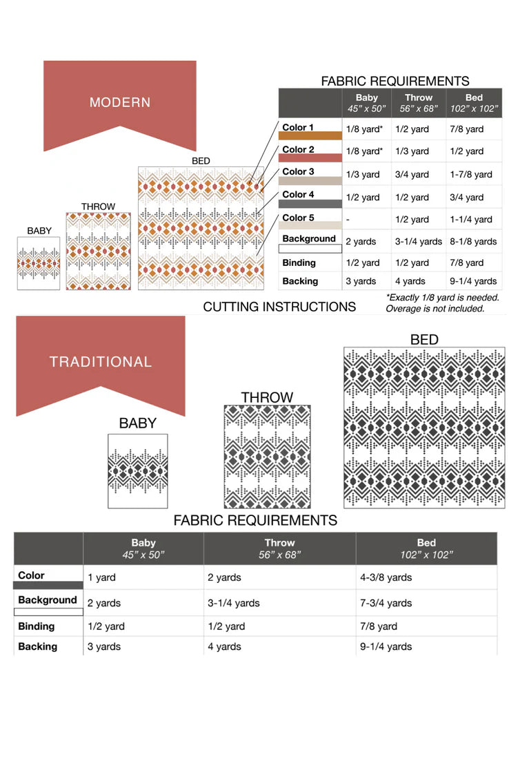 Deco Pattern from Lo & Behold Stitchery - Instructions for 3 quilt sizes