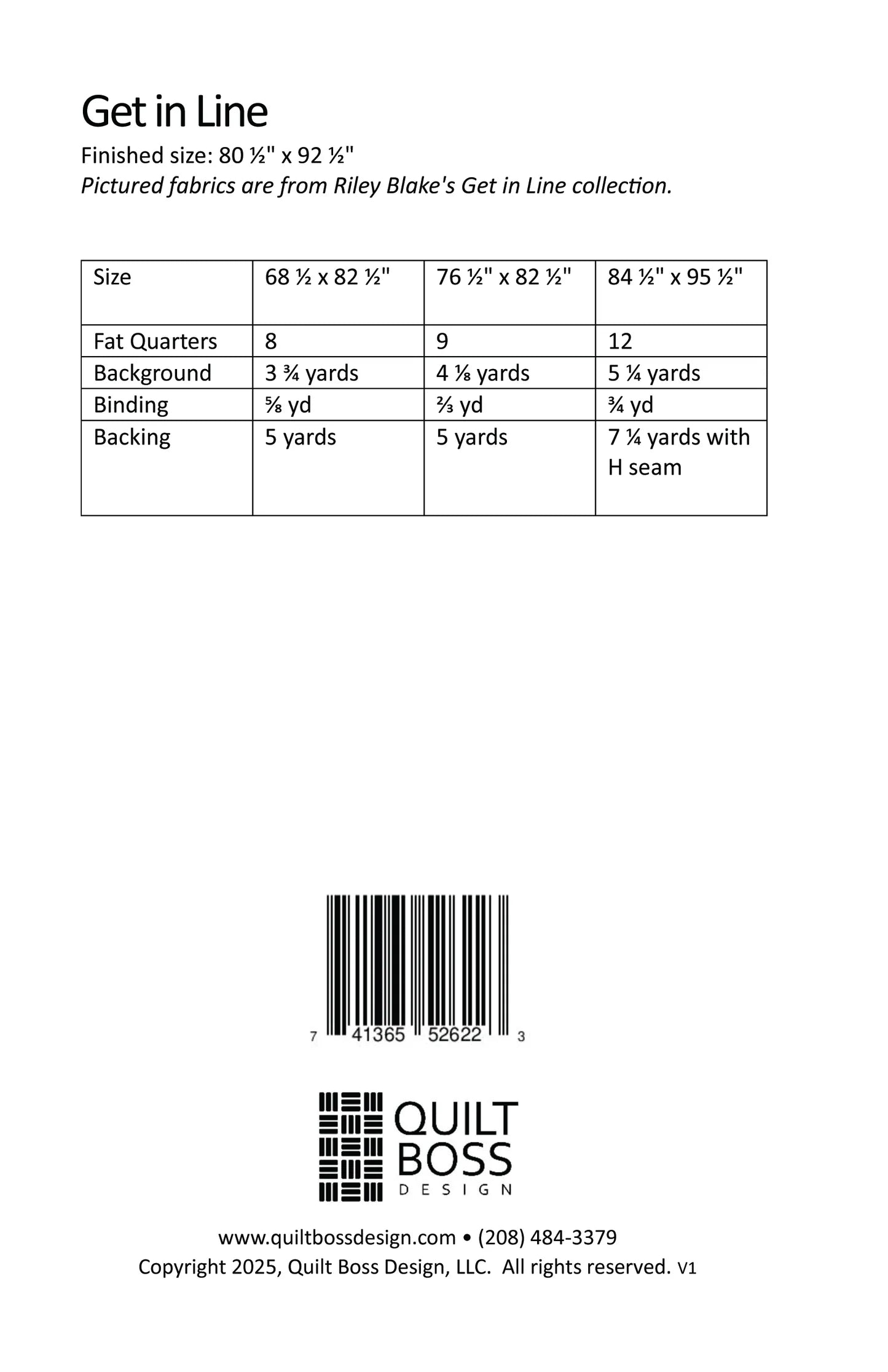 Get in Line from Quilt Boss Design - Quilt Pattern - Precut Strip Quilt in Three Sizes