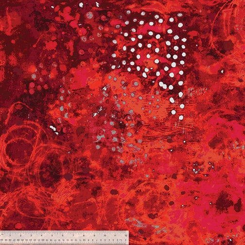 Spotted Graffiti by Marcia Derse for Windham Fabrics - 1/2 Yard Red Modern Graffiti - Thimbleberry Cotton