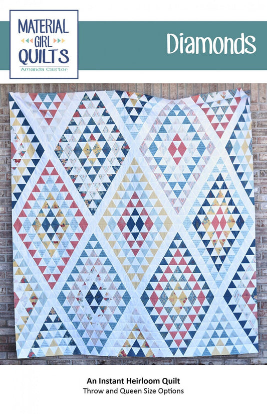 Diamonds Quilt Pattern from Material Girl Quilts - Heirloom Quilt Pattern in Throw and Queen Sizes