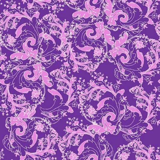Ground Cover in violet from Studio Palettes by River Bend - Half Yard Pink Floral Designs on Violet